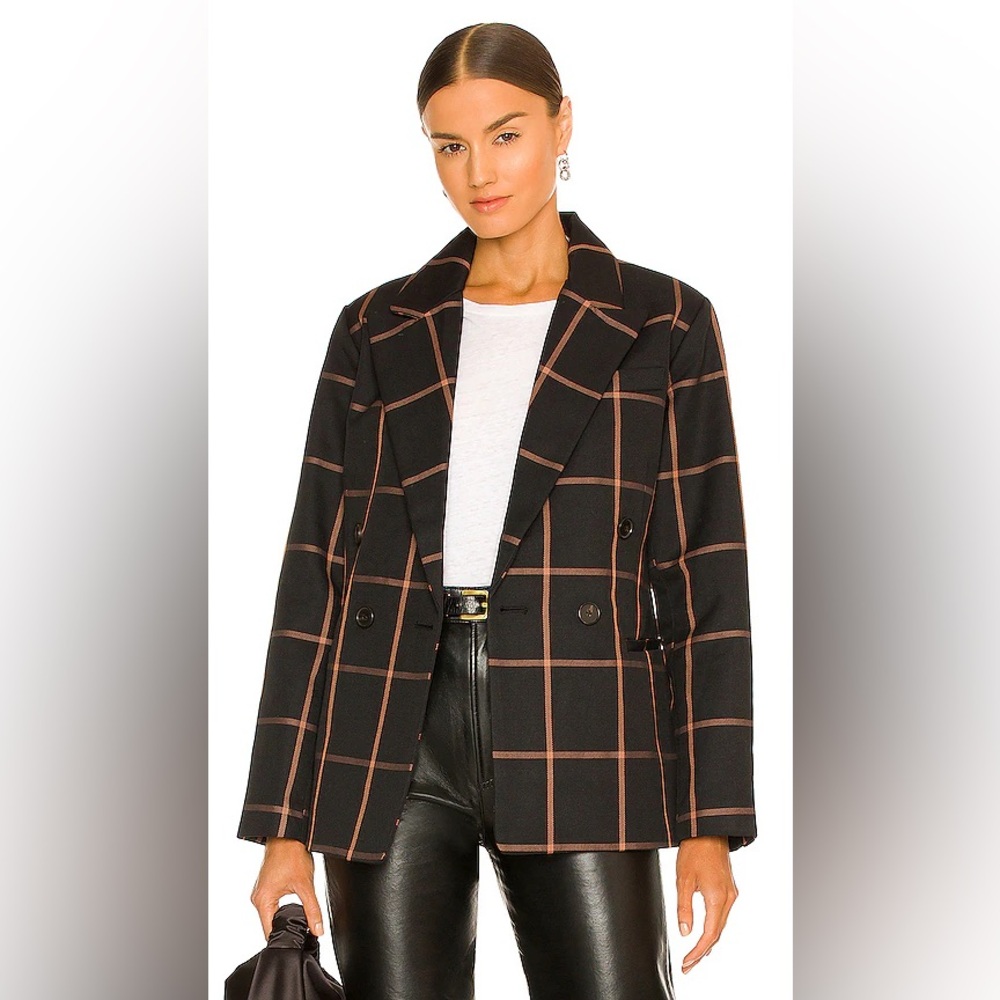 Leviโs Abner Windowpane Plaid Double Breasted Blazer Blackโ Camel Size L